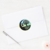 Zwart-wit discgolf-silhouet ronde sticker (Envelop)