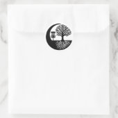 Zwart-wit discgolf-silhouet ronde sticker (Tas)