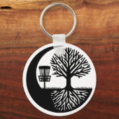 Zwart-wit discgolf-silhouet sleutelhanger (Achterkant)