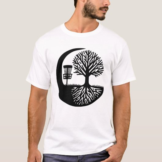 Zwart-Wit Discgolf Silhouet  T-shirt (Voorkant)