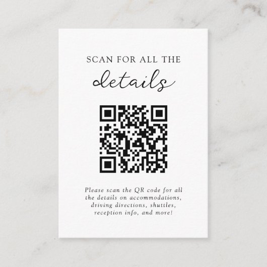 Zwart-wit disco bal bruiloft details QR-code Informatiekaartje (Voorkant)