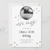 Zwart-wit disco bal partij kaart (Voorkant)