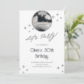 Zwart-wit disco bal partij kaart (Staand voorkant)