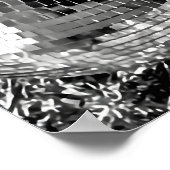 Zwart-wit Disco Bal Print, Cocktail Poster (Hoek)