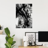 Zwart-wit Disco Bal Print, Cocktail Poster (Thuiskantoor)