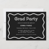 Zwart-wit disco tekst en foto | Partij Afstudeerde Aankondiging (Achterkant)