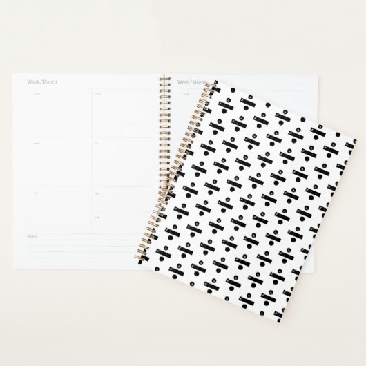 Zwart-wit "Divide" Wiskunde Symbool Lino Cut Planner (Display)