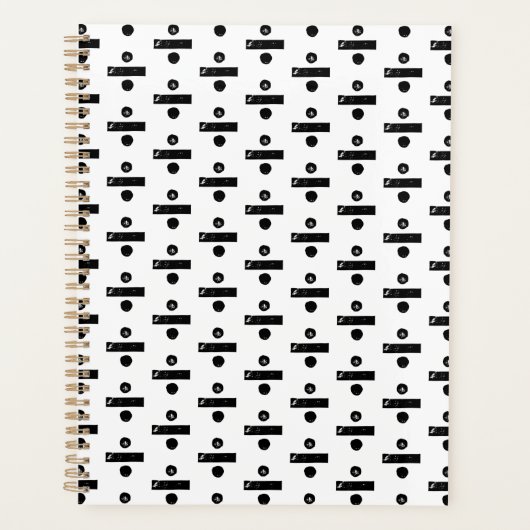 Zwart-wit "Divide" Wiskunde Symbool Lino Cut Planner (Voorkant)