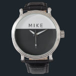 Zwart-wit, DIY-naam Horloge<br><div class="desc">Een eenvoudig zwart-wit stijlhorlogegezicht met DIY-naam.</div>