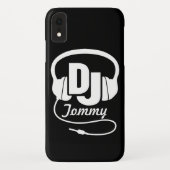 Zwart-wit DJ naam hoofdtelefoon iphone case (Achterkant)
