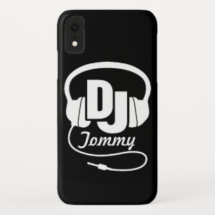 Zwart-wit DJ naam hoofdtelefoon iphone case