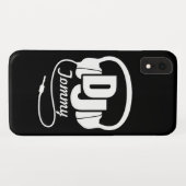 Zwart-wit DJ naam hoofdtelefoon iphone case (Achterkant (horizontaal))