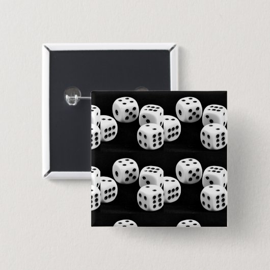 Zwart-wit dobbelstenen vierkante button 5,1 cm (Voorkant /achterkant)