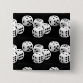 Zwart-wit dobbelstenen vierkante button 5,1 cm (Voorkant)