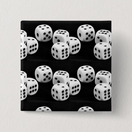 Zwart-wit dobbelstenen vierkante button 5,1 cm (Voorkant)