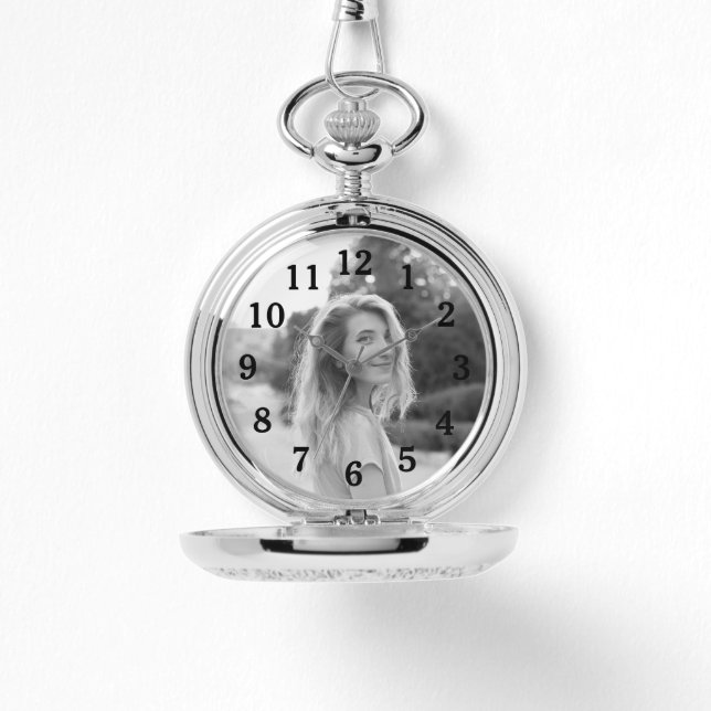 Zwart-wit Dochter Foto voor Mam Horloge (Voorkant)