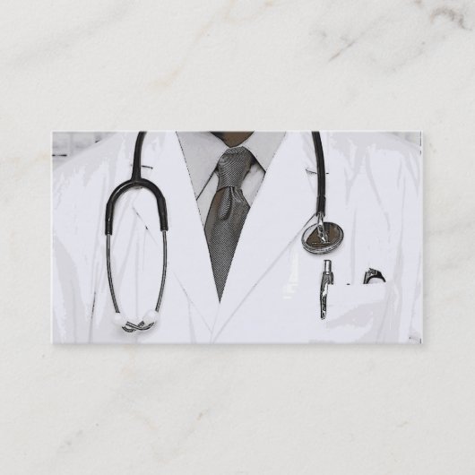 Zwart wit Doctor stethoscoop visitekaartjes (Voorkant)