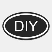 Zwart-wit doe-het-zelf euro stijl ovaal sticker (Voorkant)