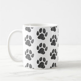 Zwart-wit Dog Paw Print Linocut Koffiemok