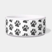 Zwart-wit Dog Paw Print Linocut