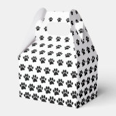 Zwart-wit Dog Paw Print Patroon Aangepast Bedankdoosjes (Achterkant)