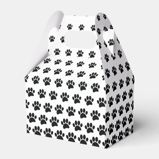 Zwart-wit Dog Paw Print Patroon Aangepast Bedankdoosjes (Achterkant)