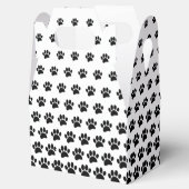 Zwart-wit Dog Paw Print Patroon Aangepast Bedankdoosjes (Geopend)