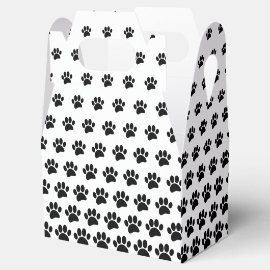 Zwart-wit Dog Paw Print Patroon Aangepast Bedankdoosjes (Geopend)