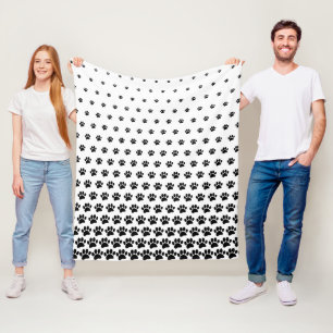 Zwart-wit Dog Paw Print Patroon Aangepast Fleece Deken