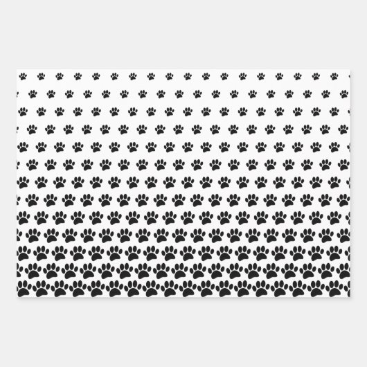Zwart-wit Dog Paw Print Patroon Aangepast Inpakpapier Vel (Voorkant)