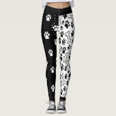 Zwart-wit Doggy Paws Leggings (Voorkant)