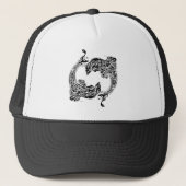 Zwart & Wit Dolfijnen-Tattoo Stijl Trucker Pet (Voorkant)