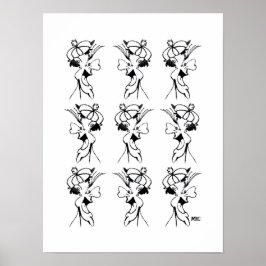 Zwart-Wit Domme Gezicht: Poster
