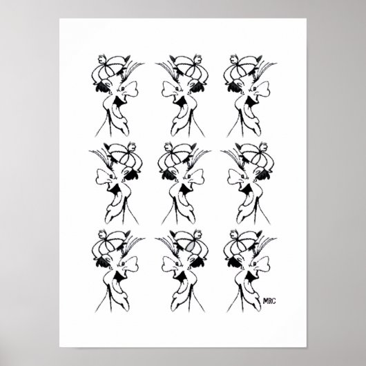 Zwart-Wit Domme Gezicht: Poster (Voorkant)