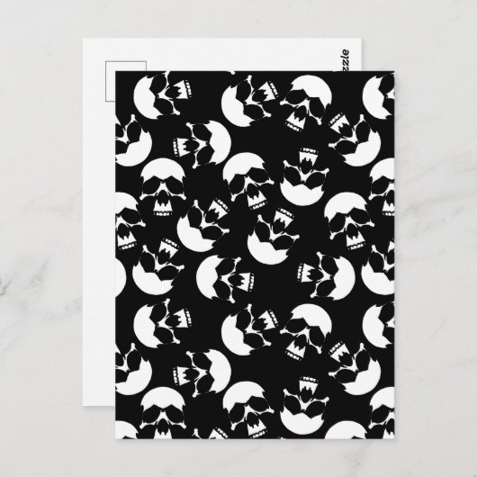 Zwart-wit, donker esthetisch schedel Patroon Briefkaart (Voorkant / Achterkant)