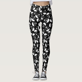 Zwart-wit, donker esthetisch schedel Patroon Leggings