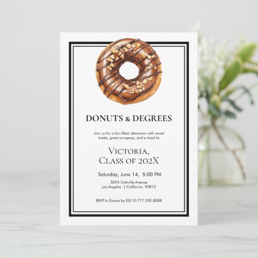 Zwart-wit donuts en gradenfoto Afstuderen Kaart (Staand voorkant)