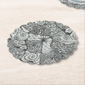 Zwart-wit doodle art onderzetter. kartonnen onderzetters (Gekanteld)