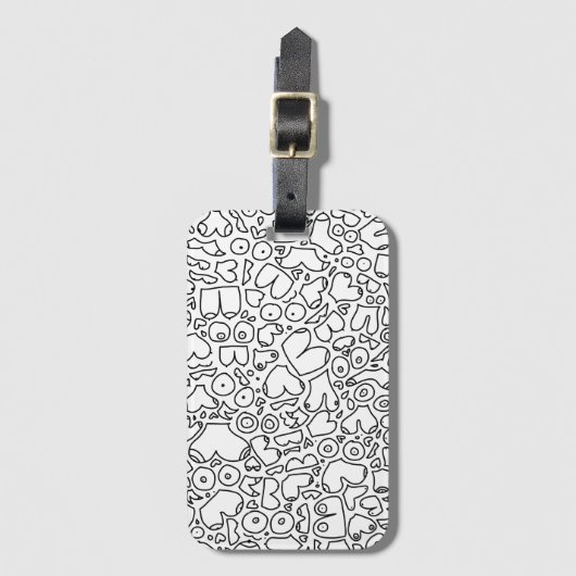 zwart-wit doodle bagagelabel (Voorkant (verticaal))