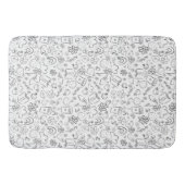 Zwart & Wit Doodle Cute Dingen Naadloos Patroon Badmat (Voorkant)