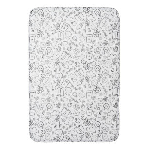 Zwart & Wit Doodle Cute Dingen Naadloos Patroon Badmat
