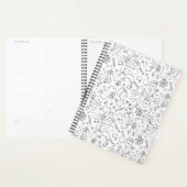 Zwart & Wit Doodle Cute Dingen Naadloos Patroon Planner (Display)