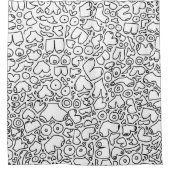 zwart-wit doodle douchegordijn (Voorkant)