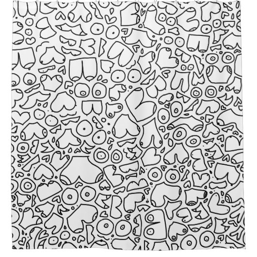 zwart-wit doodle douchegordijn (Voorkant)