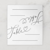 Zwart-wit Doodle Hart Kalligrafie Huwelijk Plaatskaartje (Buitenkant ongevouwen)