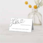 Zwart-wit Doodle Hart Kalligrafie Huwelijk Plaatskaartje (Achterkant)