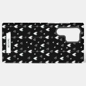 Zwart Wit Doodle Harten Patroon Monogram Naam Samsung Galaxy Hoesje (Achterkant horizontaal)