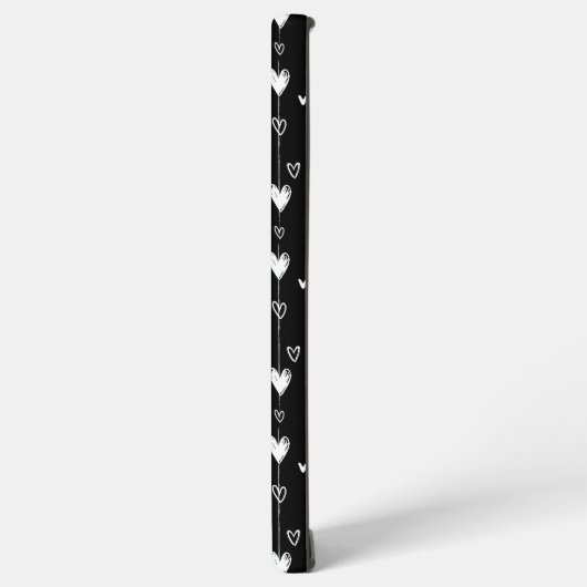 Zwart Wit Doodle Harten Patroon Monogram Naam Samsung Galaxy Hoesje (Linkerkant)