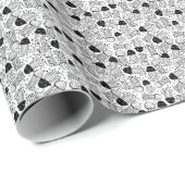 Zwart-wit doodle jelly vispatroon cadeaupapier (Rol Hoek)