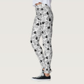 Zwart-wit doodle jelly vispatroon leggings (Links)
